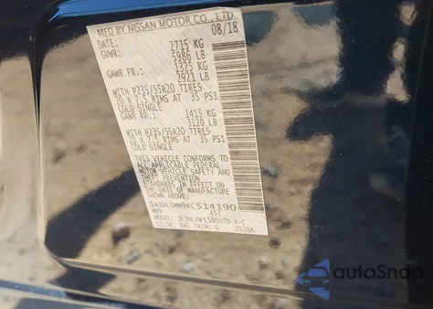 2019 Infiniti Qx60 Luxe z USA, uszkodzony, nr VIN 5N1DL0MM9KC514190